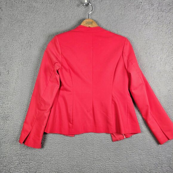 Versona Red Blazer 2 Collarless Hook Eye Pockets Split Cuffs Stretch Work Jacket - Picture 12 of 16
